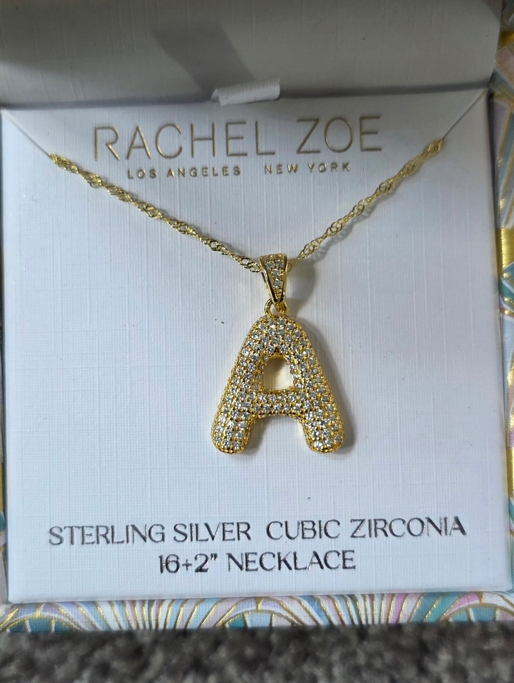 Rachel Zoe Letter "A" Necklace, 14K Gold Plated Sterling Silver